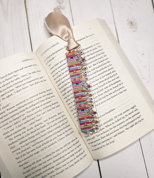 Row of Books with Flowers Bookish Acrylic Bookmark | Book Lover Bookmark