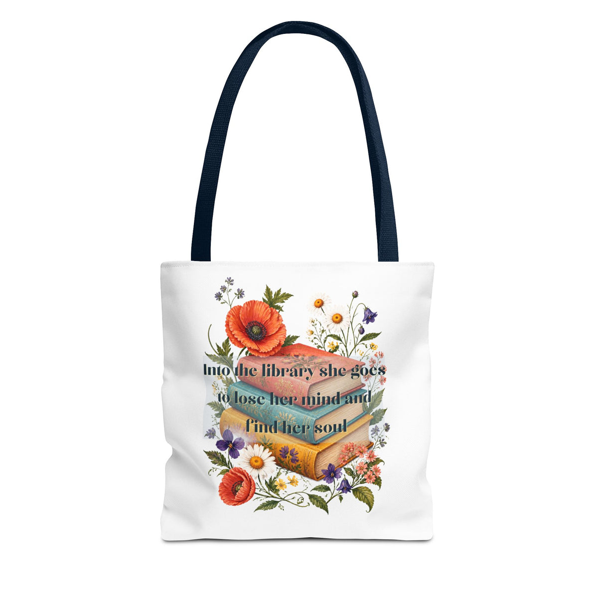 Into the Library She Goes | Book Lover Canvas Tote
