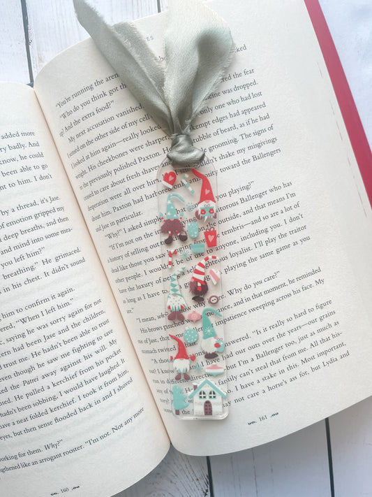 Holiday Gnomes with Gifts Acrylic Bookmark