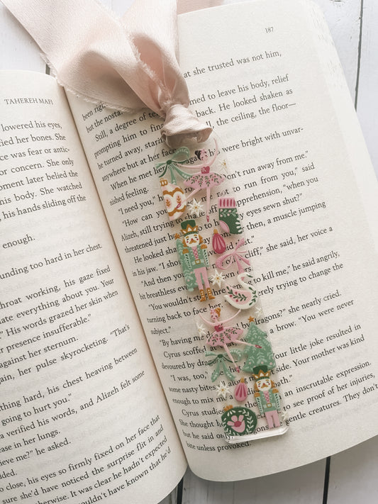 Nutcracker Ballerina Holiday Acrylic Bookmark