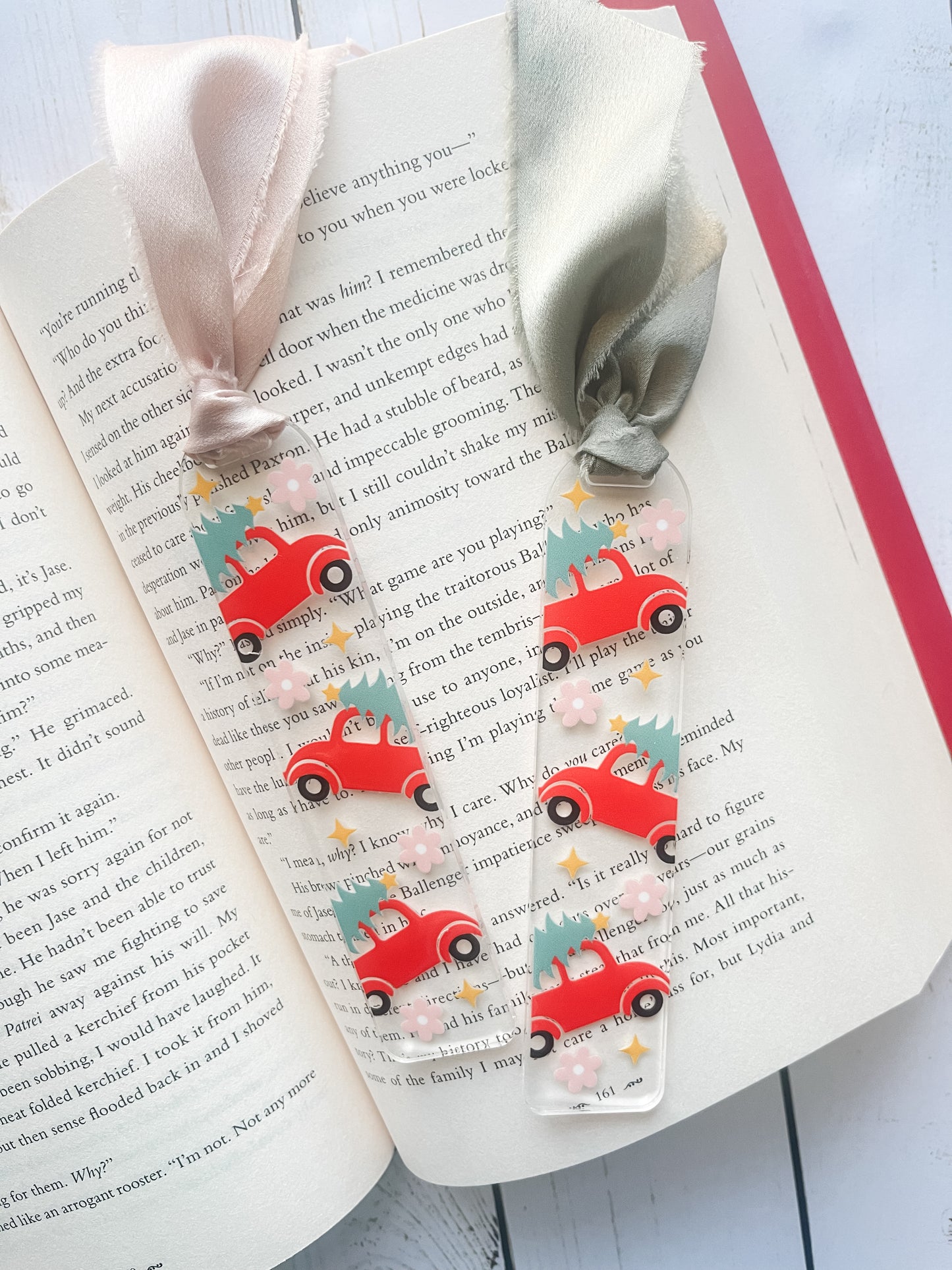 Vintage Christmas Truck with Tree Holiday Acrylic Bookmark