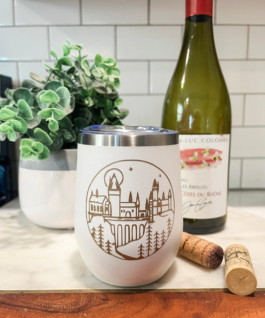 Wizard School | Castle Scene 12 oz Insulated Coffee Tumbler | Wine Tumbler