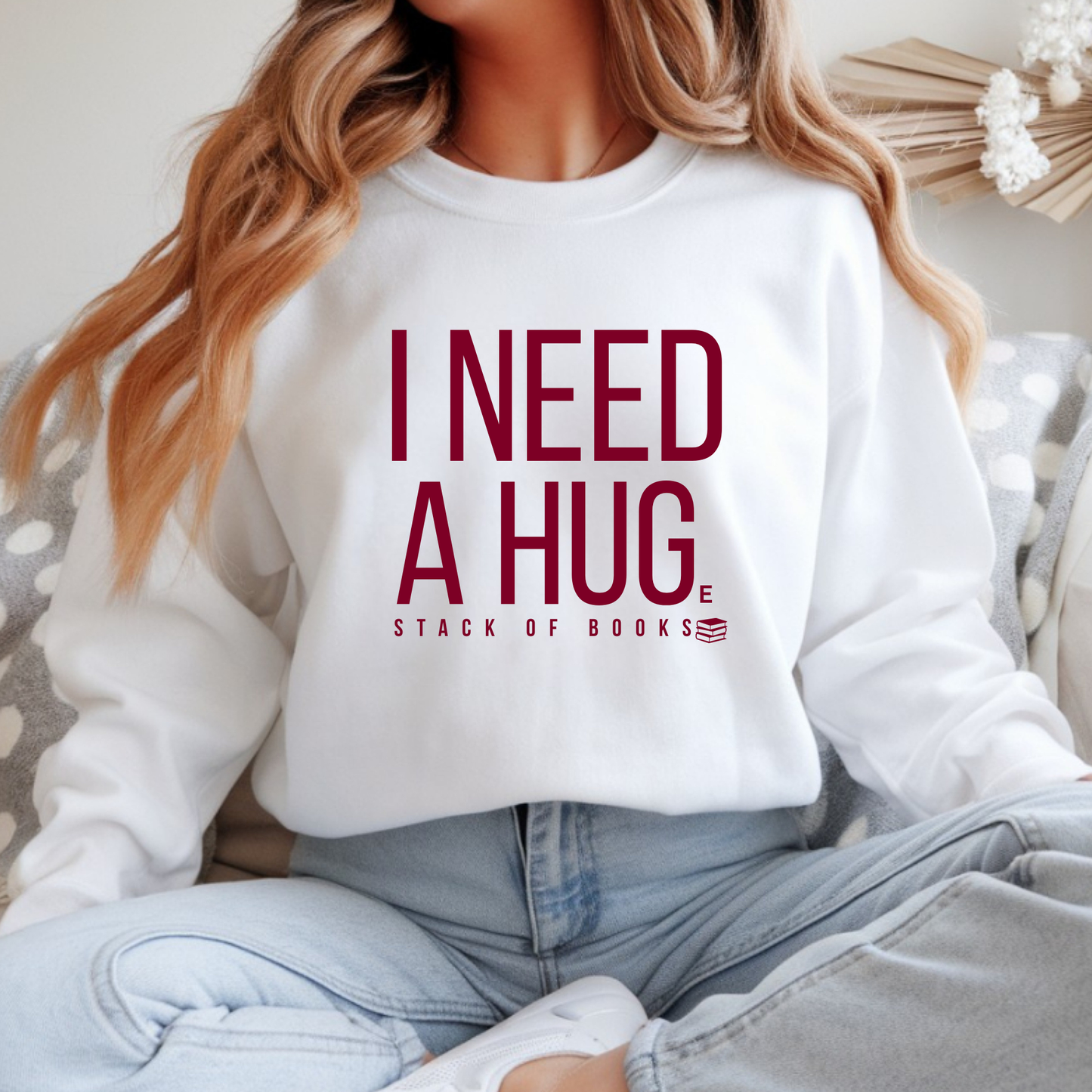 I Need a HUGe Stack of Books Crewneck Sweatshirt | Book Lover Sweatshirt