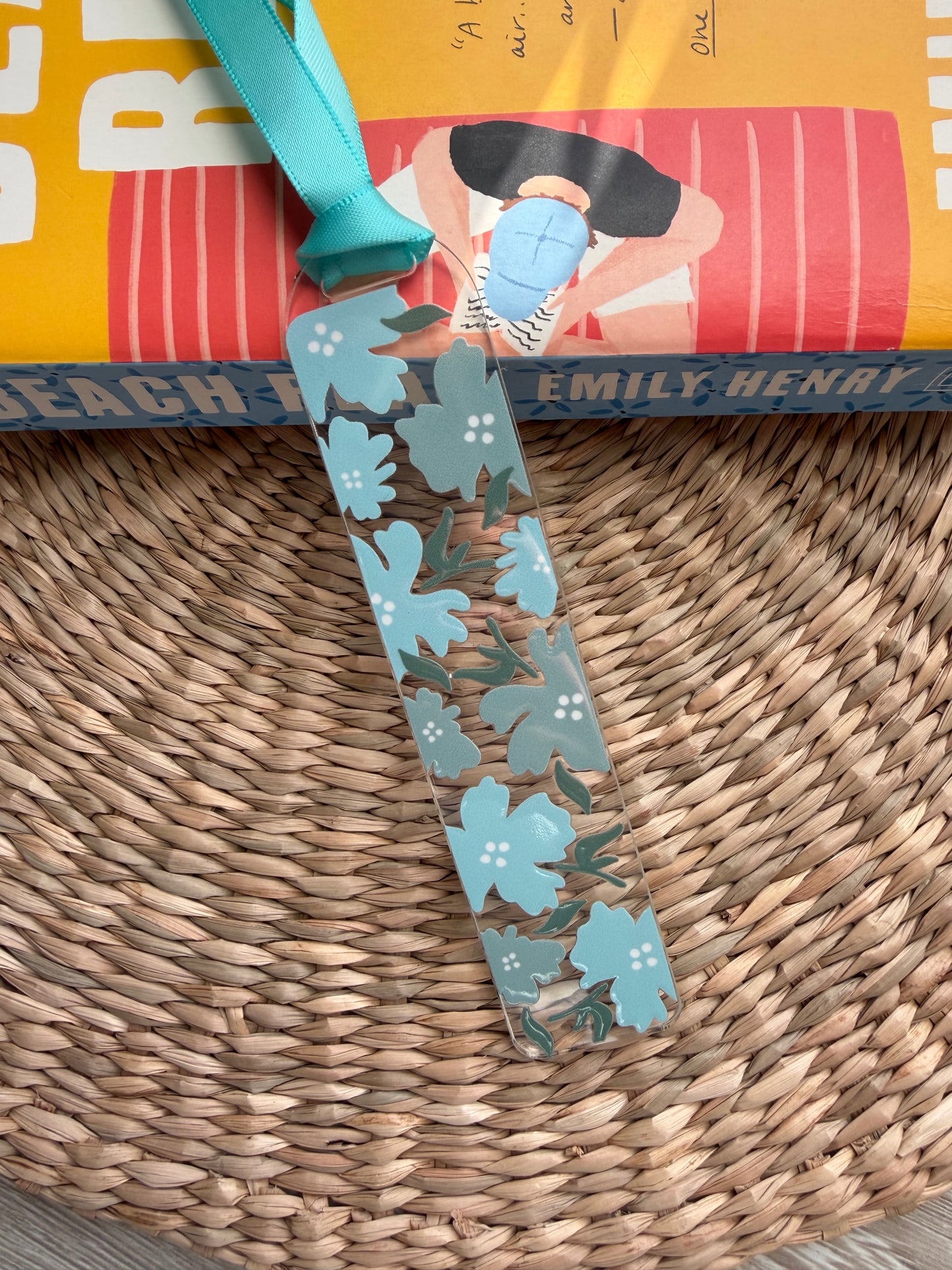 Blue Flowers Acrylic Bookmark