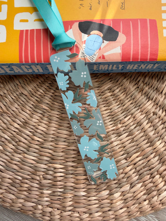 Blue Flowers Acrylic Bookmark