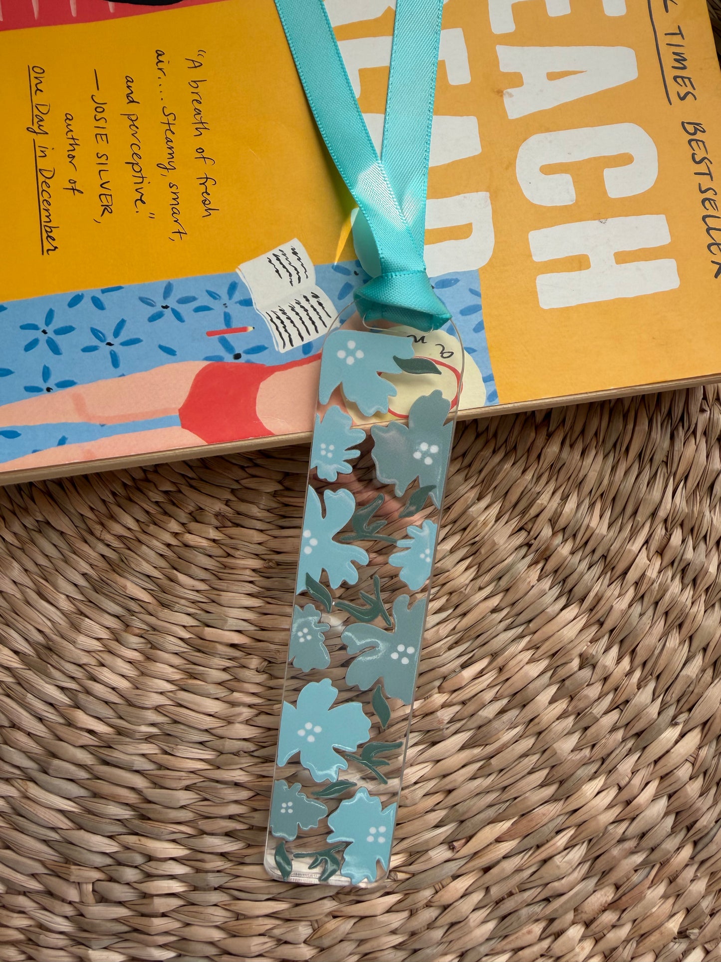 Blue Flowers Acrylic Bookmark