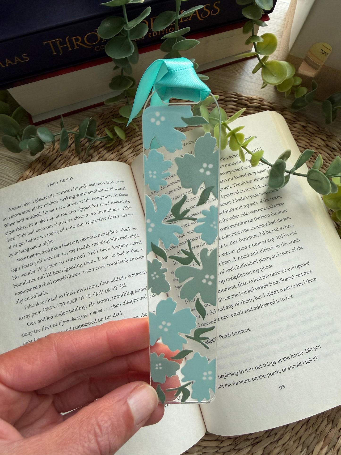 Blue Flowers Acrylic Bookmark