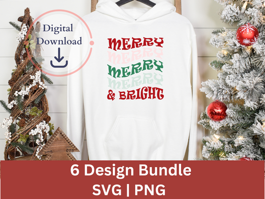 Merry & Bright Holiday Design Bundle SVG | PNG