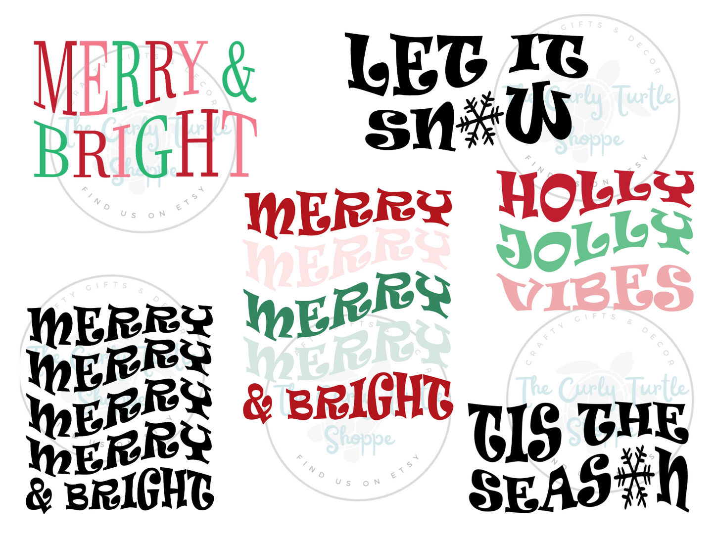 Merry & Bright Holiday Design Bundle SVG | PNG