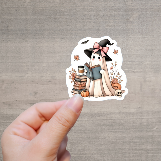 Reading Ghost Sticker | Bookish Sticker | Halloween Sticker