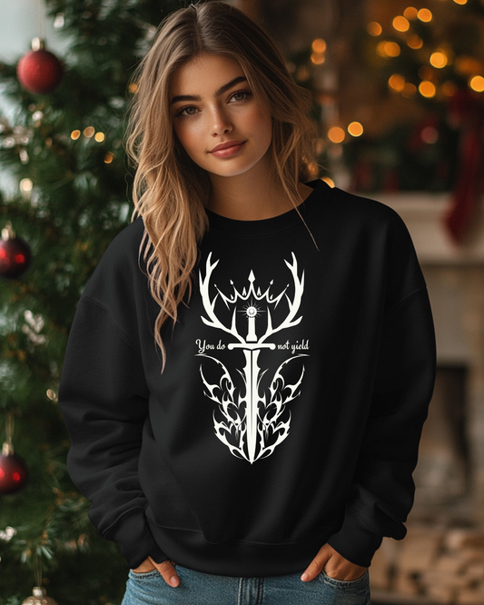 You Do Not Yield (White) | Throne of Glass Inspired Crewneck Sweatshirt