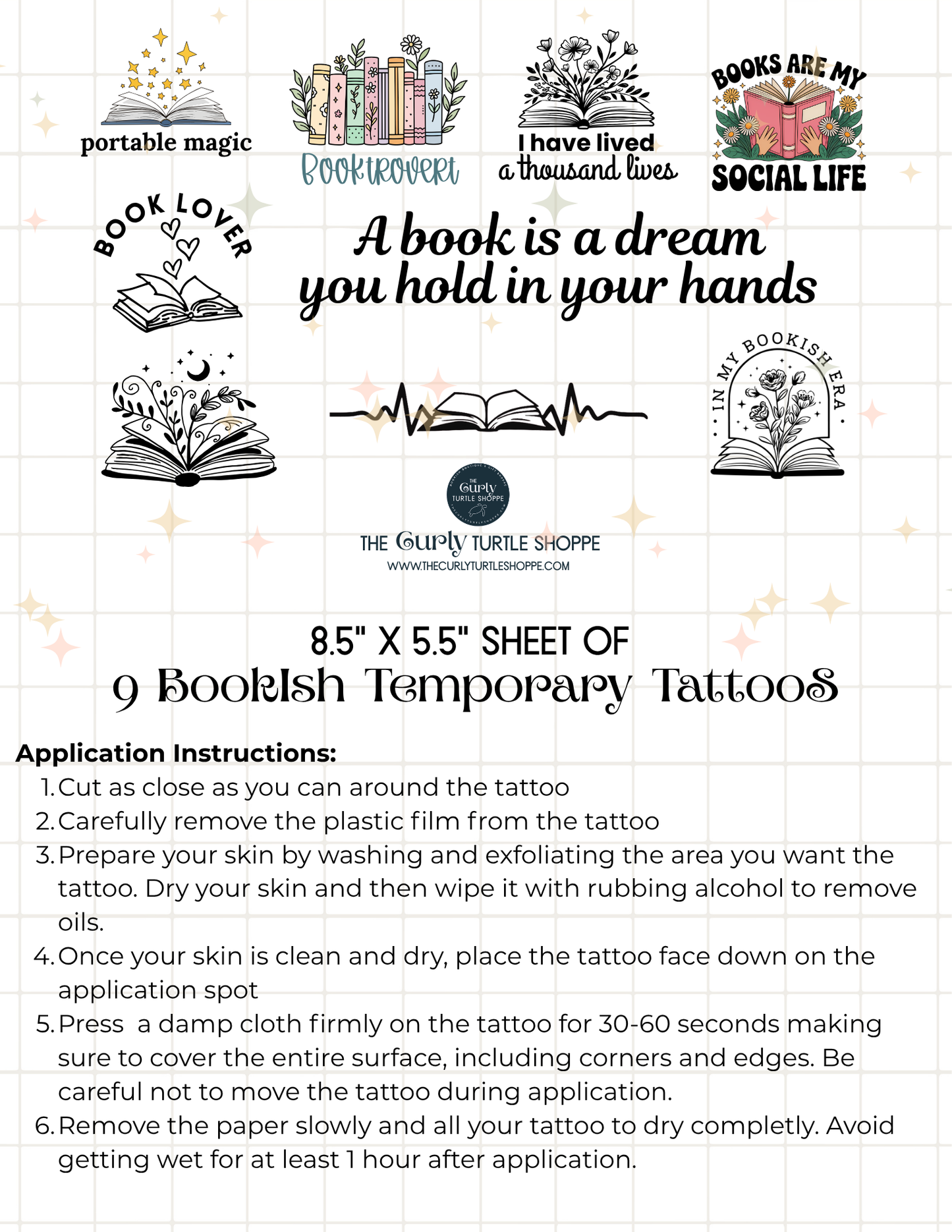 Book Lover Temporary Tattoos