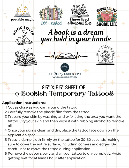 Book Lover Temporary Tattoos