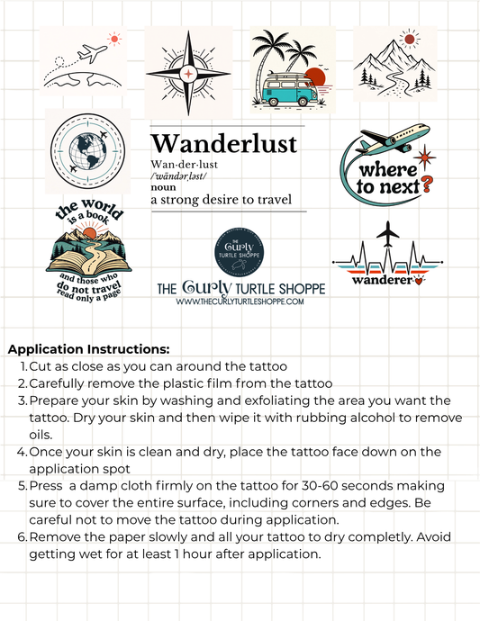 Travel Lover Temporary Tattoos