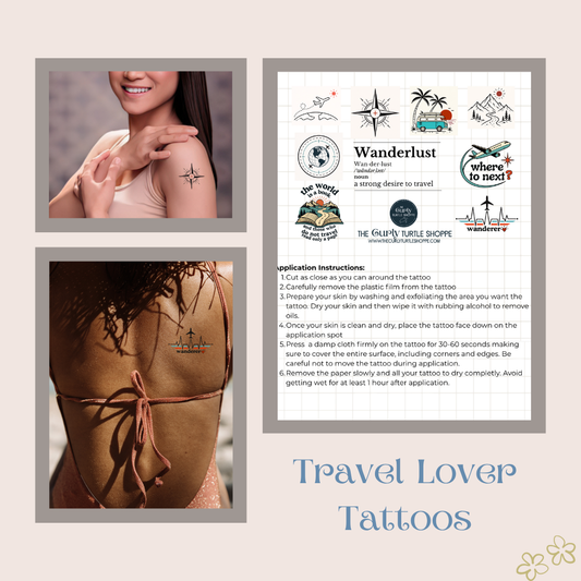 Travel Lover Temporary Tattoos