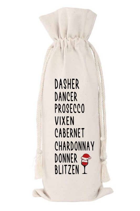 Reindeer Wine Names Funny Wine Bag